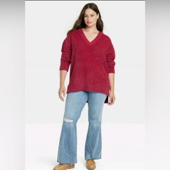 Philosophy Woman's Plus Size 2X Pink Long Sleeve V-Neck Pullover Sweater NWOT - Picture 1 of 7